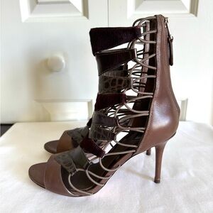 BRIAN ATWOOD Brown Leather Openwork Ankle Boot 6.5 Mint